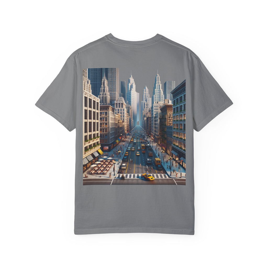 Urban Dream Unisex Garment-Dyed T-Shirt - Stylish Cityscape Design