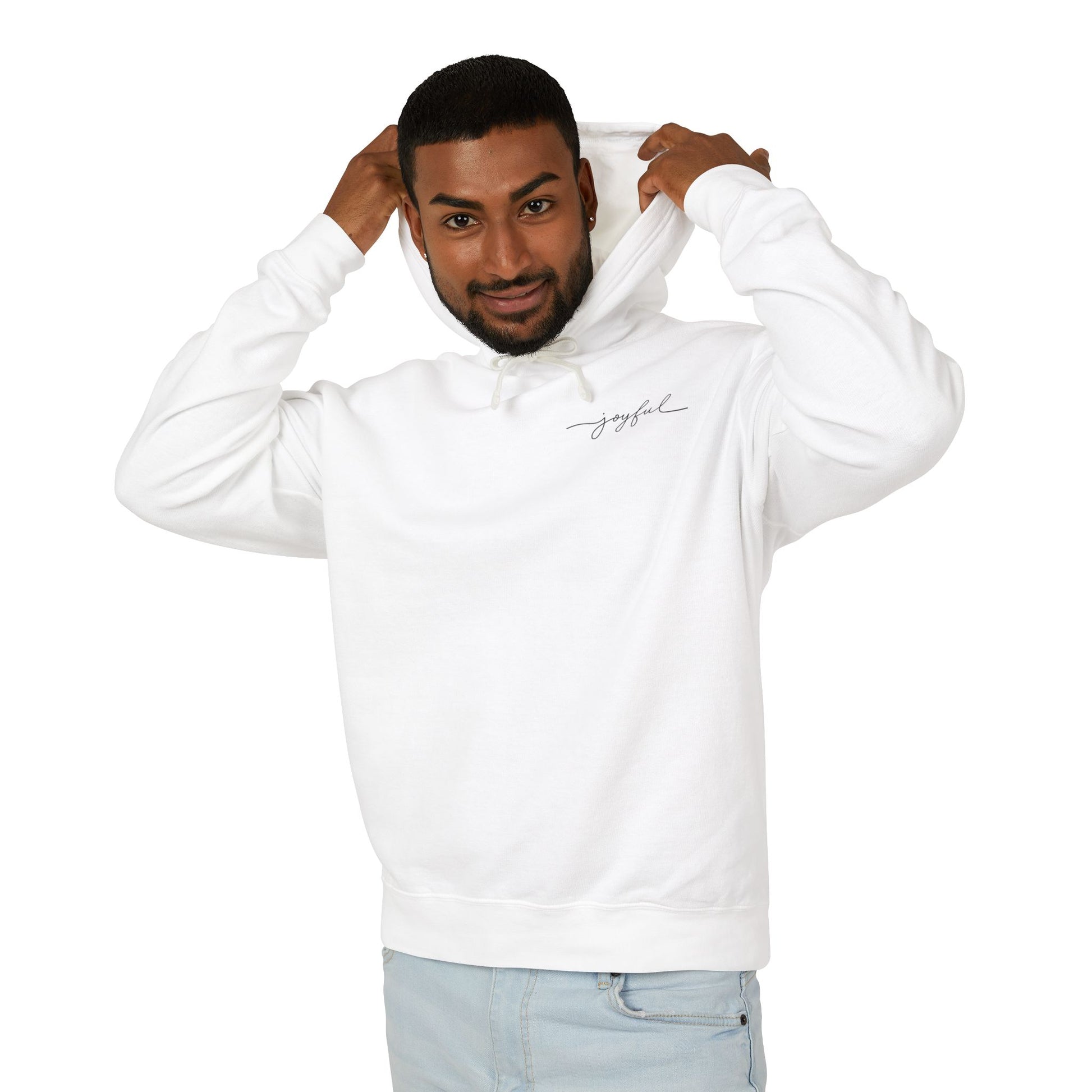 Joyful Unisex Lightweight Hooded Sweatshirt, Cozy Hooded Top, Inspirational Gift, Casual Wear, Everyday Comfort